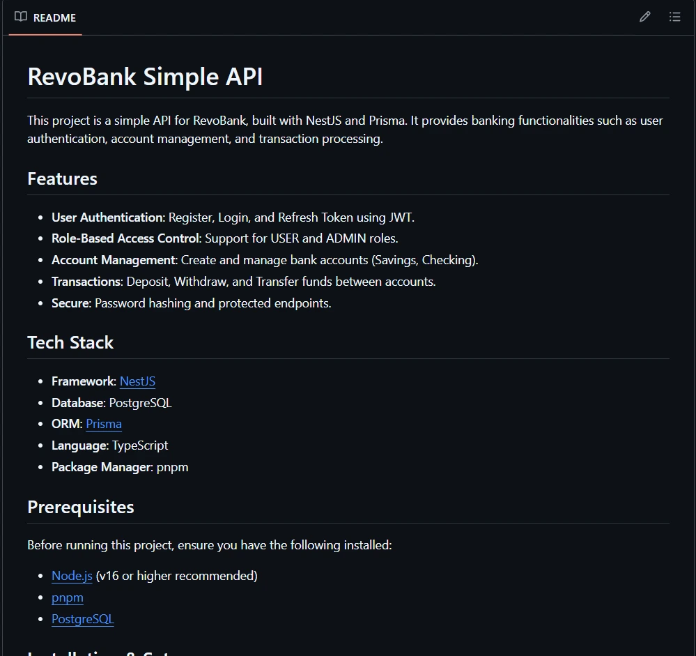RevoBank Simple API